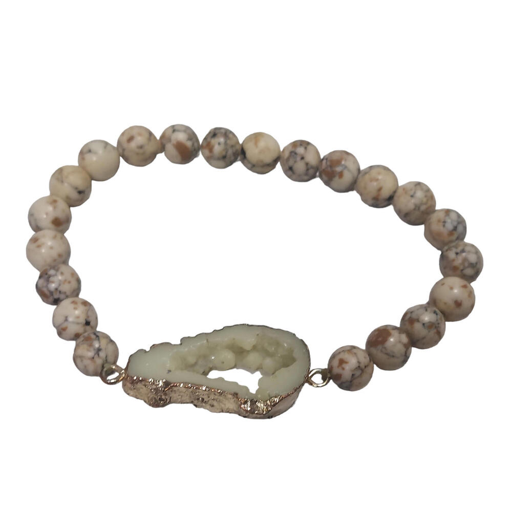 Simulated Felspar Gold Tone Geode Bracelet OSFM